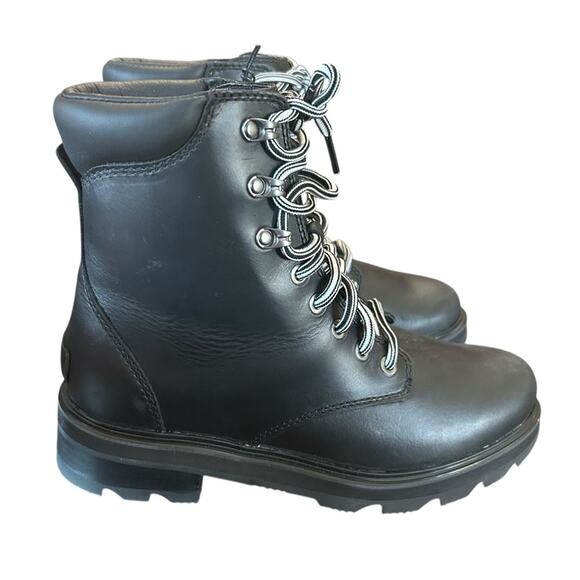 Sorel Lennox Lace STKD Waterproof Combat Boot Black LeatherNEW Size 10